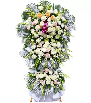 Tiễn Người – kệ hoa phân ưu hồng trắng · 1432