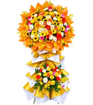 Tươi Sáng – kệ hoa chúc mừng nhiều màu hai tầng