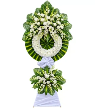 Kính Tiễn – kệ hoa phân ưu trắng xanh · 1242