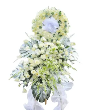 Mãi Nhớ – kệ hoa phân ưu trắng kem