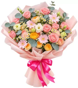 Người Tôi Quý – bó hoa hồng pastel cùng hoa nhỏ
