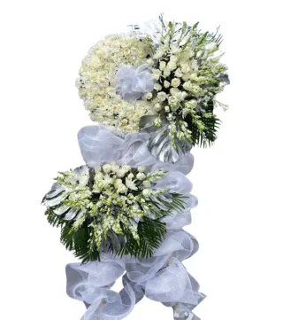 Bình An – kệ hoa phân ưu trắng xanh · 0308