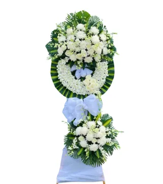Nghĩa Ân – kệ hoa phân ưu trắng xanh · 0276