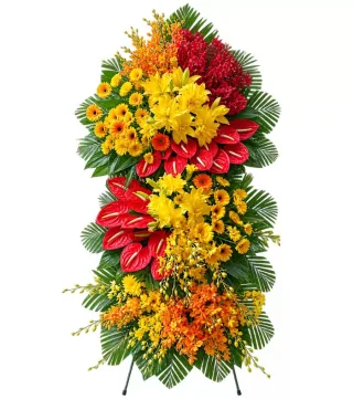 Thành Tâm – kệ hoa chúc mừng vàng đỏ dáng dài