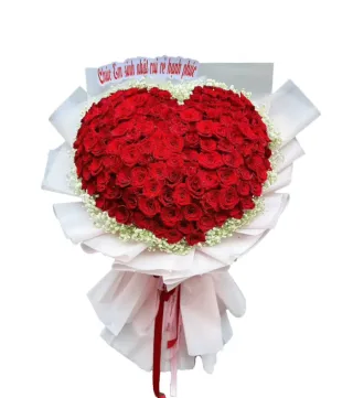 Nắng Mai – bó hoa hồng đỏ xếp hình trái tim