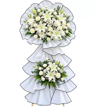 Tâm Niệm – kệ hoa phân ưu hồng trắng · 1251