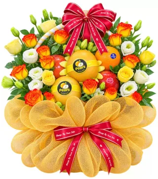 Thân Tình – giỏ quà trái cây hoa vàng cam