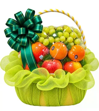 Lời Chúc Nhỏ – giỏ quà trái cây lưới xanh non