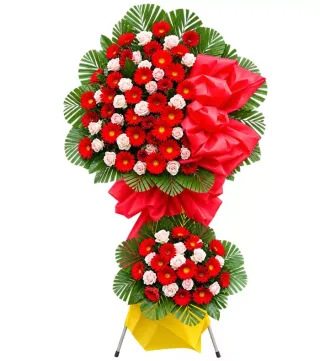 Tân Phúc – kệ hoa chúc mừng hồng đỏ trắng hai tầng