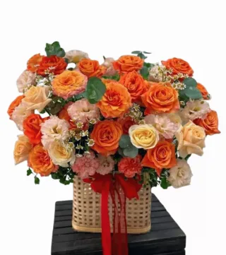 Góc Hoa Nhỏ – giỏ hoa hồng cam