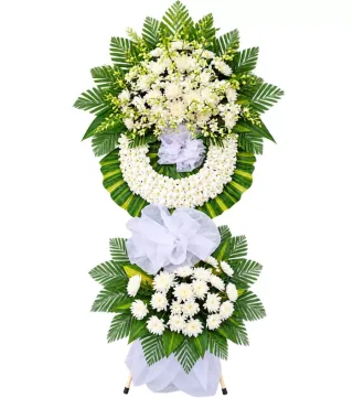 Thành Kính – kệ hoa phân ưu trắng xanh