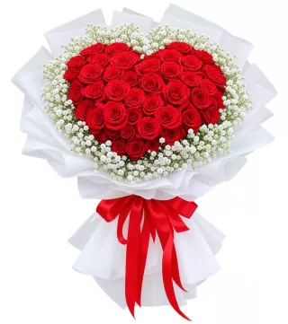 Gửi Người Thương – bó hoa hồng trái tim giấy trắng