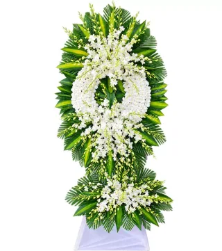 Nghĩa Cũ – kệ hoa phân ưu trắng xanh · 1465
