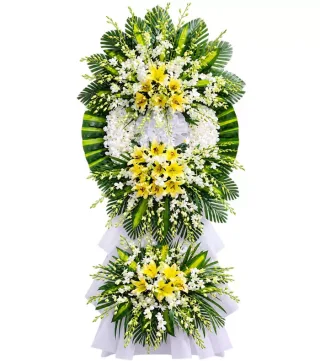 Nghĩa Ân – kệ hoa phân ưu vàng trắng · 1422