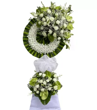 Thành Kính – kệ hoa phân ưu trắng kem · 0229