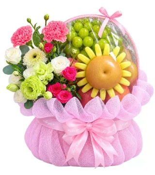 Gửi An Lành – giỏ quà trái cây hoa hồng