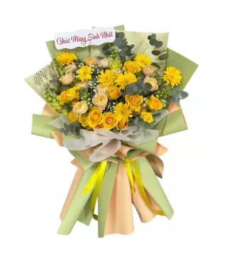 Hoa Và Bạn – bó hoa hồng vàng cùng cúc