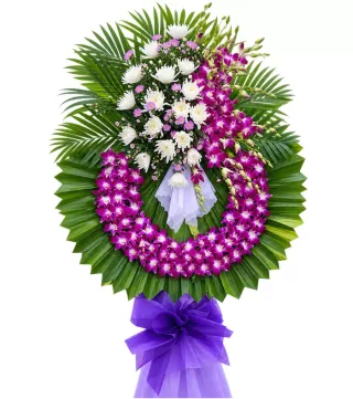 Tiễn Người – vòng hoa phân ưu cúc trắng tím