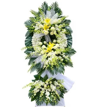 Lặng Thầm – kệ hoa phân ưu ly vàng trắng