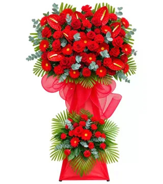 Hưng Thịnh – kệ hoa chúc mừng đỏ hai tầng