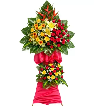 Vươn Xa – kệ hoa chúc mừng đỏ vàng thiên điểu