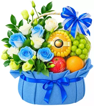 Lời Chúc Nhỏ – giỏ quà trái cây hồng xanh