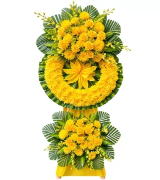Thành Kính – kệ hoa phân ưu cúc vàng