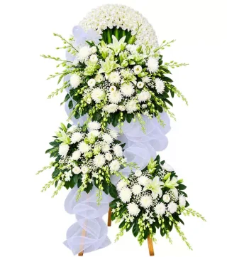Miền Ký Ức – kệ hoa phân ưu trắng xanh
