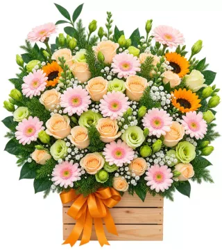 Ấm Một Góc Nhà – giỏ hoa hướng dương đồng tiền