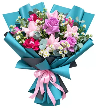 Nhịp Yêu – bó hoa hồng tím cùng hoa hồng