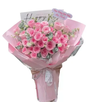 Hẹn Thương – bó hoa hồng nhiều sắc hồng