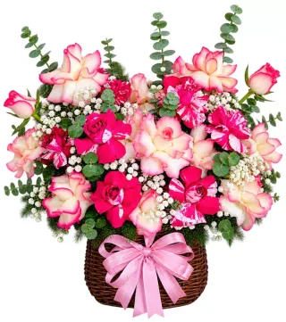 Gặp Gỡ – giỏ hoa hồng cùng lan hồng