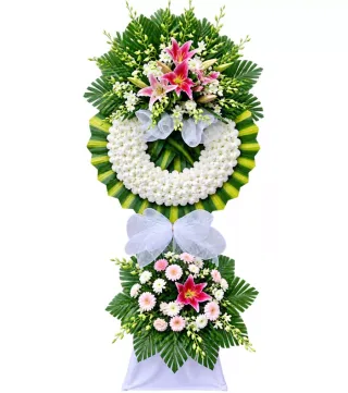 Nghĩa Ân – kệ hoa phân ưu ly hồng trắng