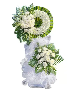 Nghĩa Tình – kệ hoa phân ưu trắng xanh · 0335