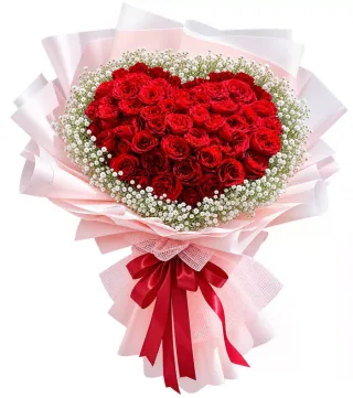 Sớm Bình Yên – bó hoa hồng đỏ trái tim
