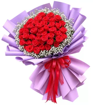 Chút Quan Tâm – bó hoa hồng đỏ gói tím