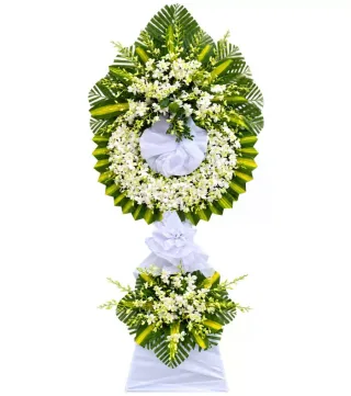 Hoài Niệm – kệ hoa phân ưu trắng xanh · 1214