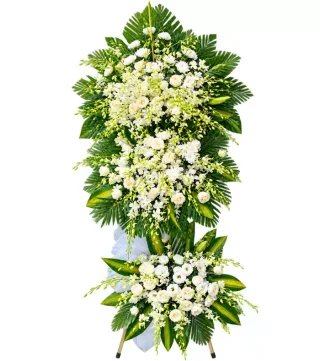 Lời Phân Ưu – kệ hoa phân ưu trắng xanh · 1336