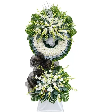 Kính Nhớ – kệ hoa phân ưu trắng nơ đen · 1332