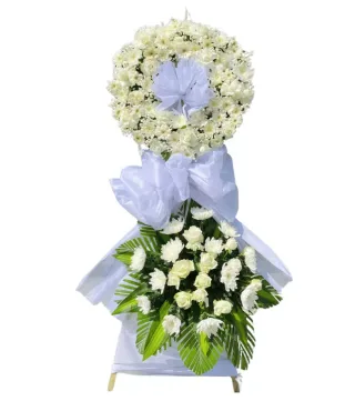Nghĩa Tình – kệ hoa phân ưu trắng xanh · 0264