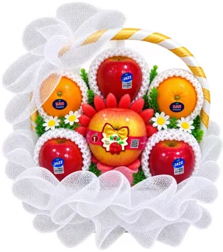 Mến Thương – giỏ quà trái cây nơ trắng