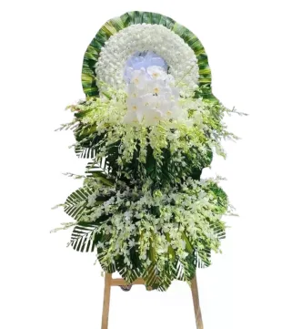 Tâm Niệm – kệ hoa phân ưu trắng xanh · 0322