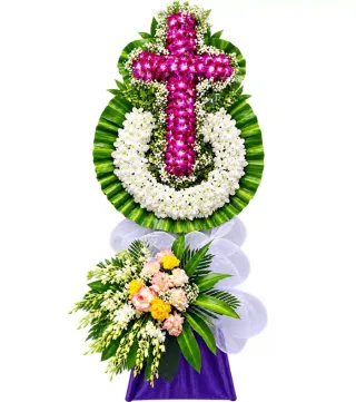 Lời Tưởng Nhớ – kệ hoa phân ưu chữ thập tím