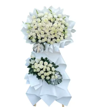Nghĩa Ân – kệ hoa phân ưu trắng xanh · 0310