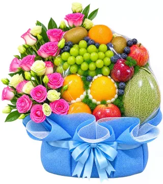 Gửi Lời An – giỏ quà trái cây hoa hồng