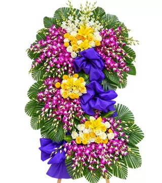 Lời Tưởng Nhớ – kệ hoa phân ưu tím vàng · 1456