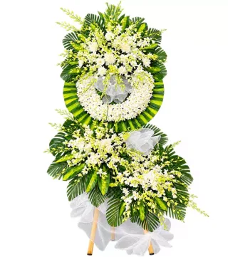 Thanh An – kệ hoa phân ưu trắng xanh · 1367