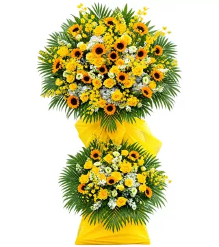 Mừng Khởi Nghiệp – kệ hoa chúc mừng hướng dương hai tầng · 1140