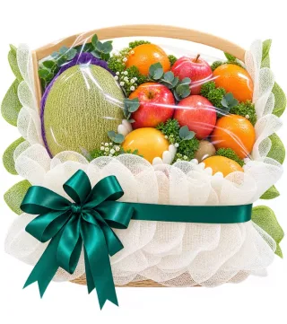 Quà Tâm Giao – giỏ quà trái cây lưới trắng · 0882