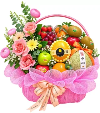 Tâm Ý – giỏ quà trái cây hồng phấn
